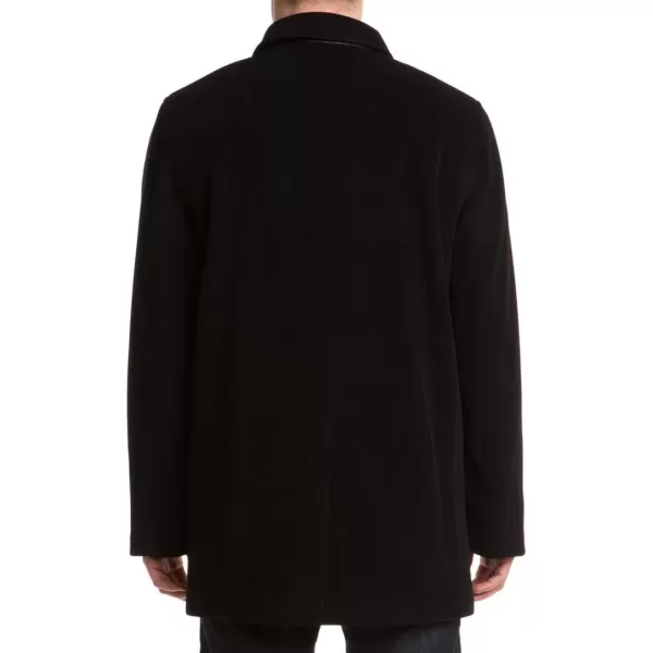 Cole Haan Mens Cashmere Blend Single Breasted Classic Coat With Shirt CollarBlack