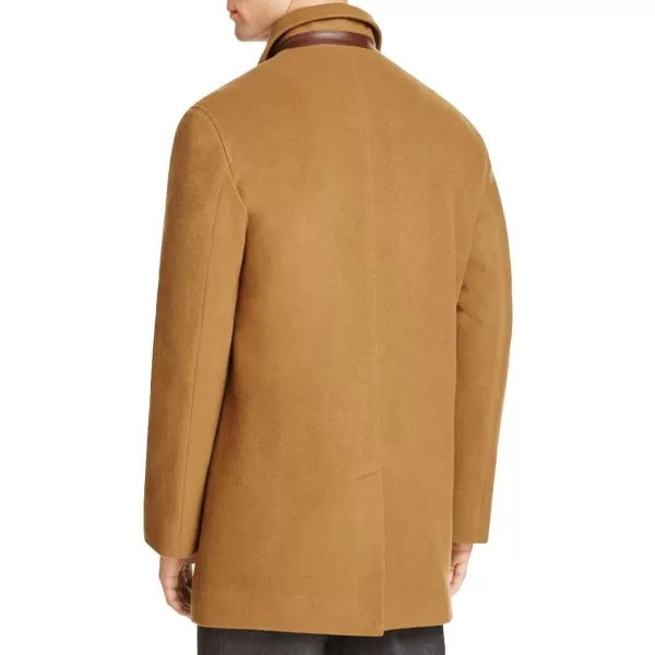 Cole Haan Mens Cashmere Blend Single Breasted Classic Coat With Shirt CollarCamel