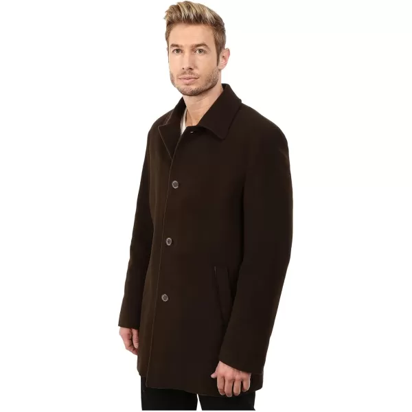 Cole Haan Mens Cashmere Blend Single Breasted Classic Coat With Shirt CollarEspresso