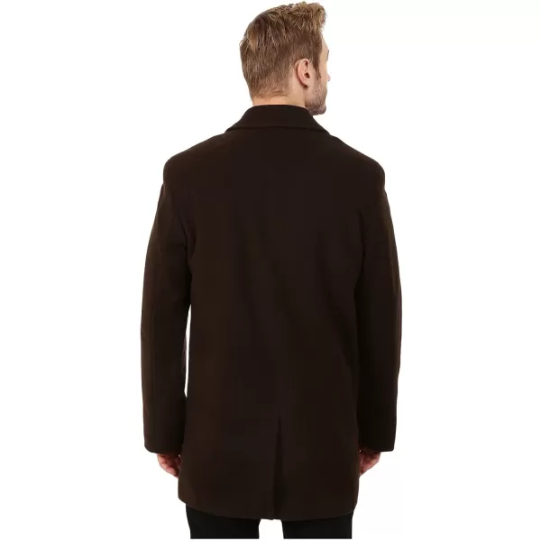 Cole Haan Mens Cashmere Blend Single Breasted Classic Coat With Shirt CollarEspresso