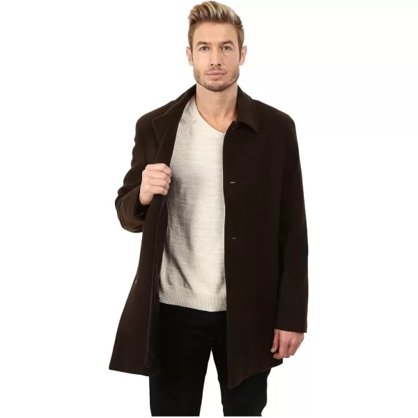 Cole Haan Mens Cashmere Blend Single Breasted Classic Coat With Shirt CollarEspresso