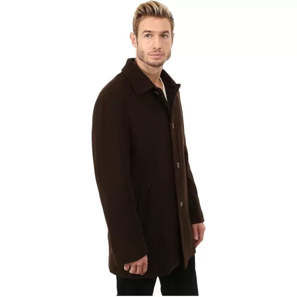 Cole Haan Mens Cashmere Blend Single Breasted Classic Coat With Shirt CollarEspresso