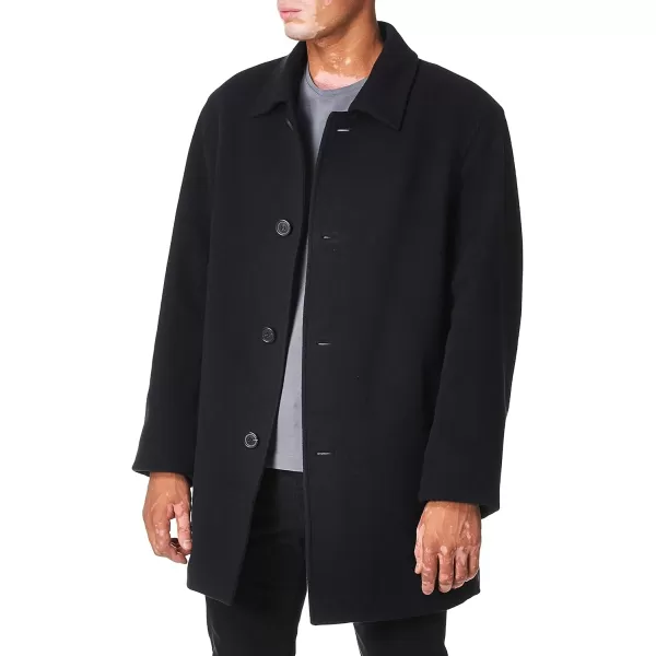 Cole Haan Mens Cashmere Blend Single Breasted Classic Coat With Shirt CollarNavy