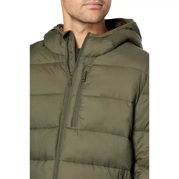 Cole Haan Mens Hooded Nylon Puffer JacketArmy Green