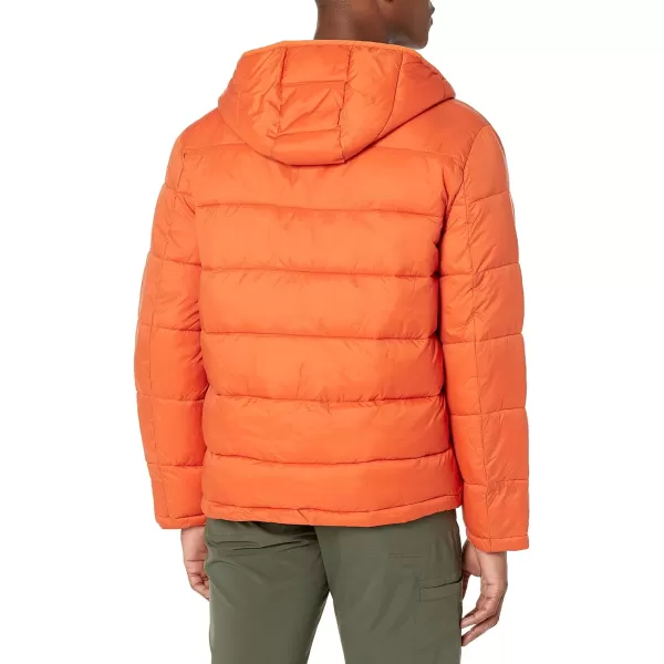 Cole Haan Mens Hooded Nylon Puffer JacketBurnt Orange