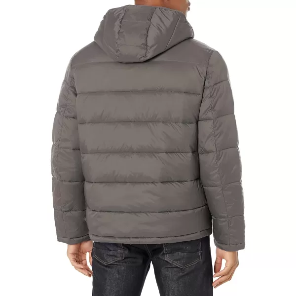 Cole Haan Mens Hooded Nylon Puffer JacketCharcoal