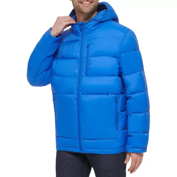 Cole Haan Mens Hooded Nylon Puffer JacketCobalt