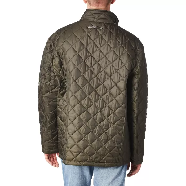 Cole Haan Mens Nylon Quilted Barn Jacket With Knit CollarOlive