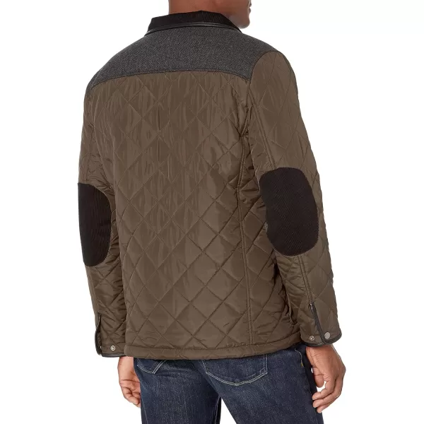 Cole Haan Mens Quilted Jacket with Wool YokeOlive