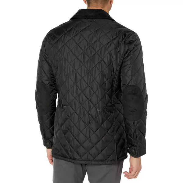 Cole Haan Mens Quilted Nylon Barn Jacket with Corduroy DetailsBlack