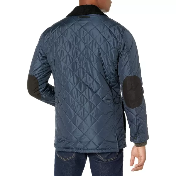 Cole Haan Mens Quilted Nylon Barn Jacket with Corduroy DetailsNavy