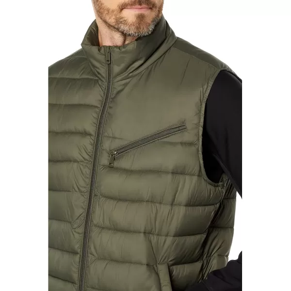 Cole Haan Mens Quilted Puffer Vest with Chest Zip PocketArmy