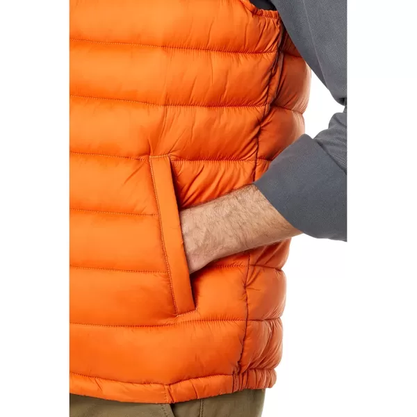 Cole Haan Mens Quilted Puffer Vest with Chest Zip PocketBurnt Orange