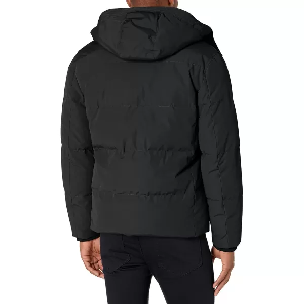 Cole Haan Mens Short Down Parka with Hooded Down CoatBlack