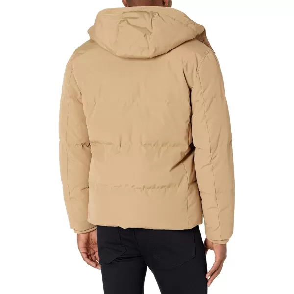 Cole Haan Mens Short Down Parka with Hooded Down CoatKhaki