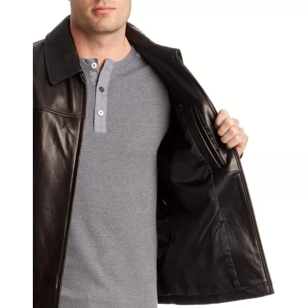 Cole Haan Mens Smooth Leather Collar JacketBlack