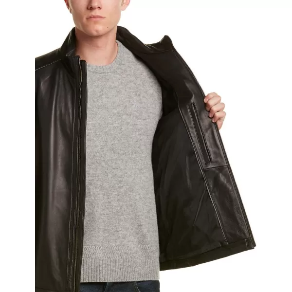 Cole Haan Mens Smooth Leather Moto JacketBlack