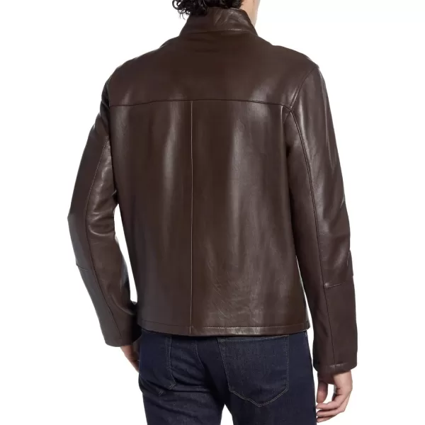 Cole Haan Mens Smooth Leather Moto JacketJava