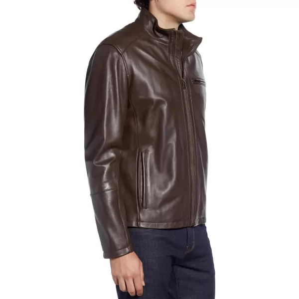 Cole Haan Mens Smooth Leather Moto JacketJava