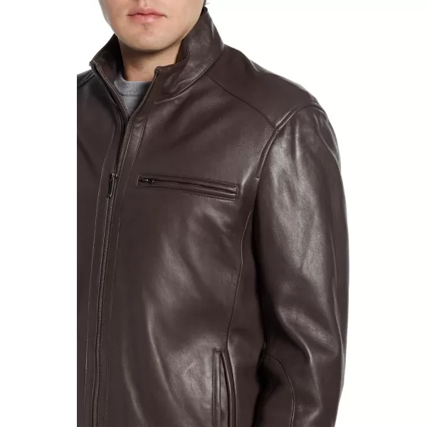 Cole Haan Mens Smooth Leather Moto JacketJava