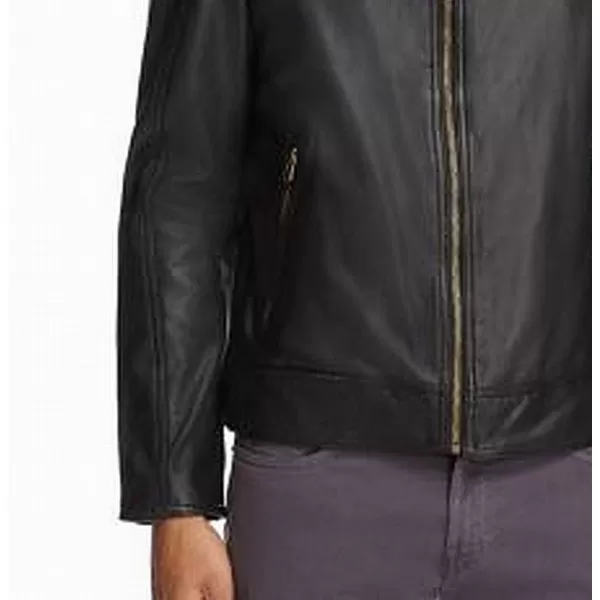 Cole Haan Mens Washed Leather Moto JacketWashed Black