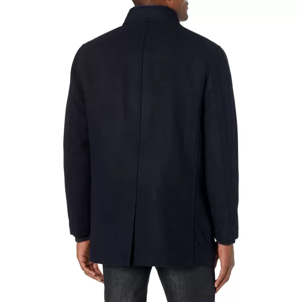 Cole Haan Mens Wool Twill Topper Coat with Water Resistant BibBlue