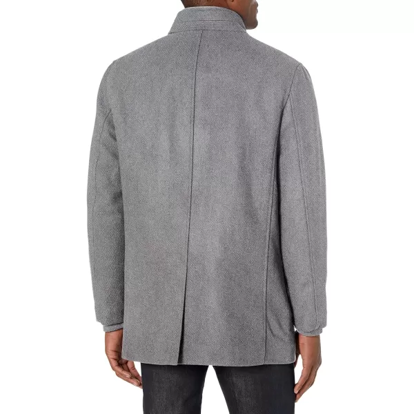 Cole Haan Mens Wool Twill Topper Coat with Water Resistant BibLight Grey