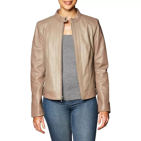 Cole Haan Racer Leather Jacket Women Love to Have in Their ClosetTaupe