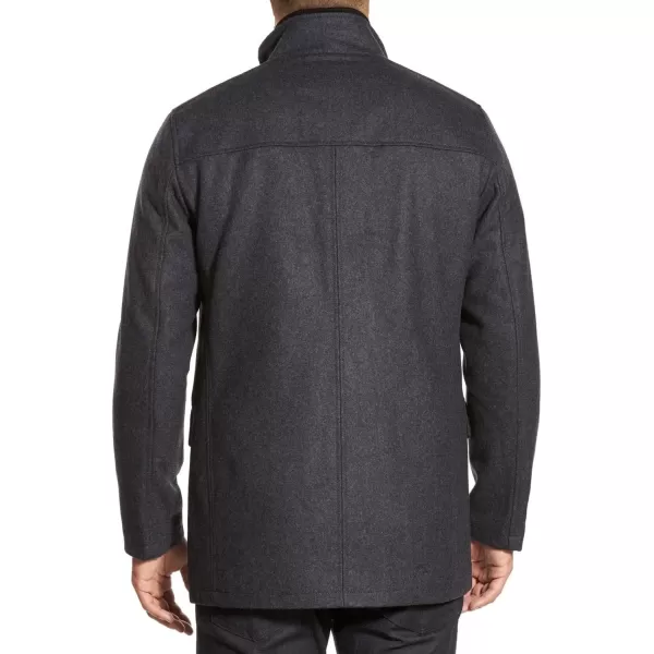 Cole Haan Signature Mens Wool Melton Coat with Nylon BibCharcoal