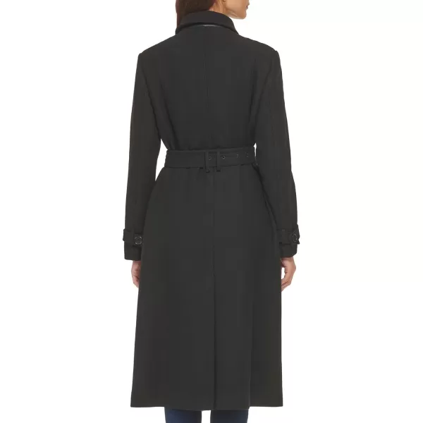 Cole Haan Womens Flared Trench Slick Wool CoatBlack