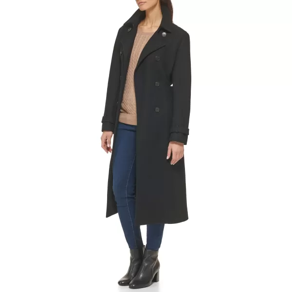 Cole Haan Womens Flared Trench Slick Wool CoatBlack