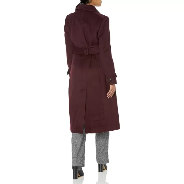 Cole Haan Womens Flared Trench Slick Wool CoatBordeaux