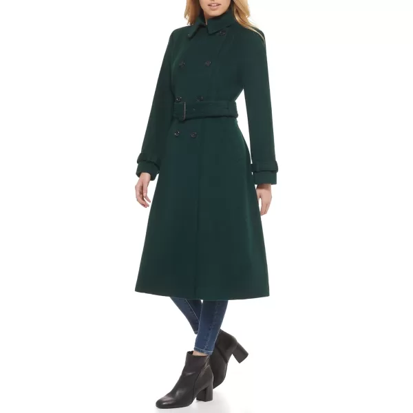 Cole Haan Womens Flared Trench Slick Wool CoatForest