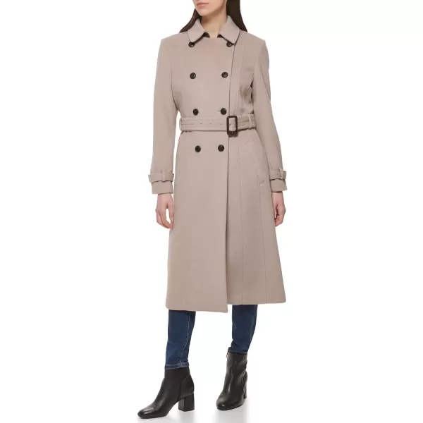 Cole Haan Womens Flared Trench Slick Wool CoatStone