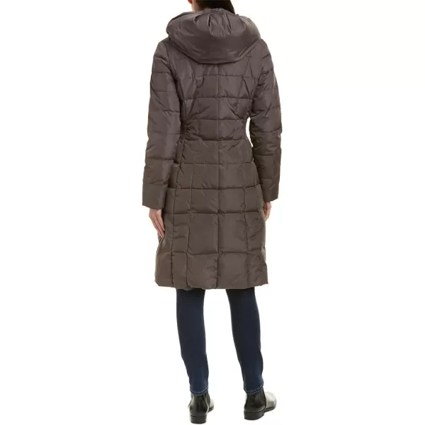 Cole Haan Womens Knee Length Hooded Quilted Down CoatCarbon