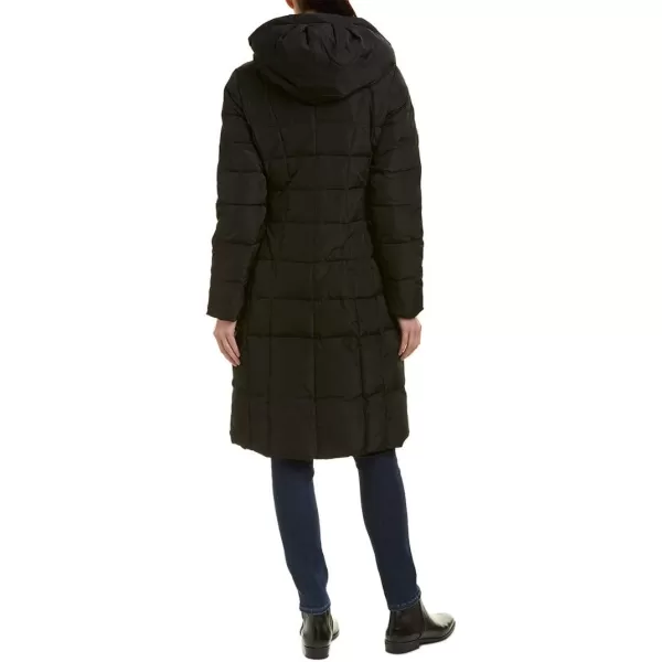 Cole Haan Womens Knee Length Hooded Quilted Down CoatDeep Black