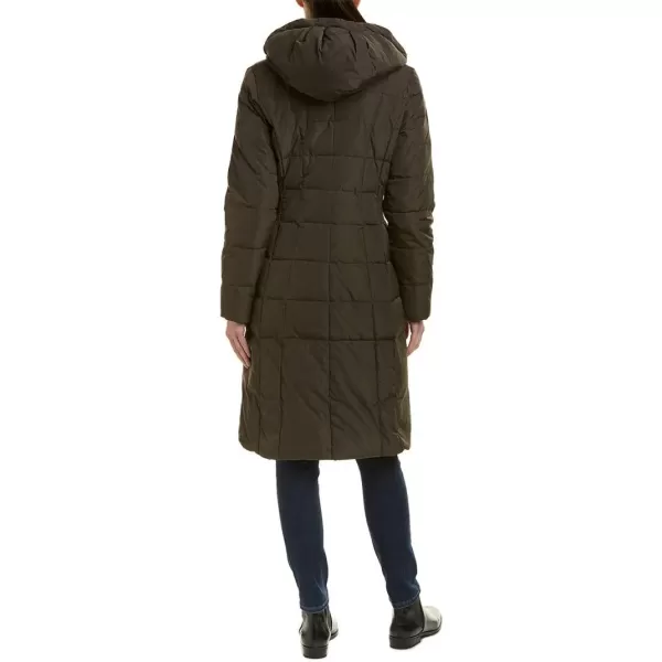 Cole Haan Womens Knee Length Hooded Quilted Down CoatForest