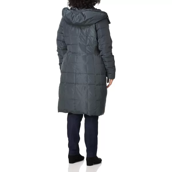 Cole Haan Womens Knee Length Hooded Quilted Down CoatGraphite Grey