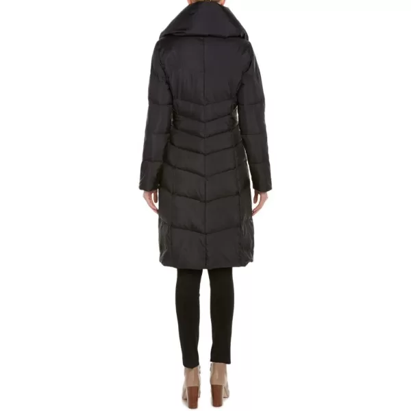 Cole Haan Womens Knee Length Hooded Quilted Down CoatNavy