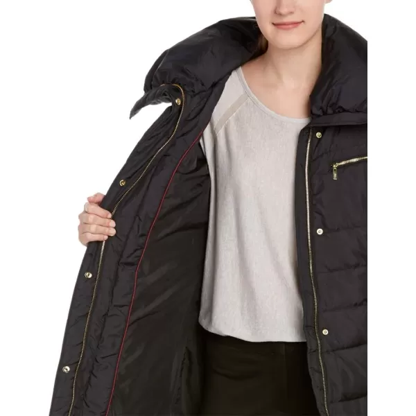 Cole Haan Womens Knee Length Hooded Quilted Down CoatNavy