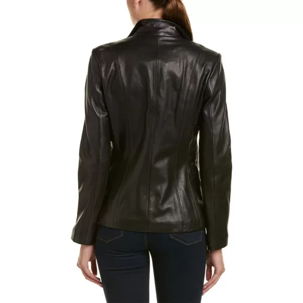 Cole Haan Womens Leather Wing Collared JacketBlack