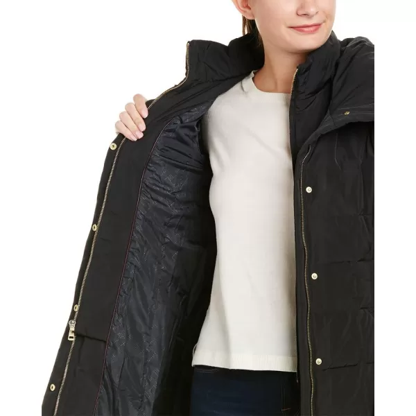 Cole Haan Womens Mid Length Hooded Quilted Down CoatBlack