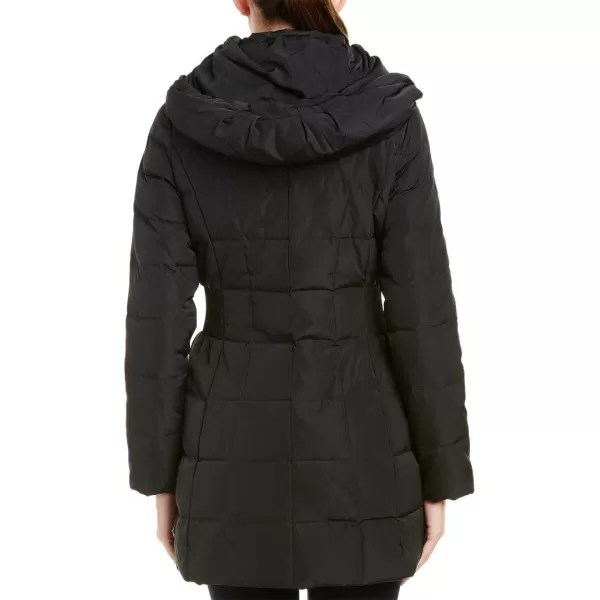 Cole Haan Womens Mid Length Hooded Quilted Down CoatBlack