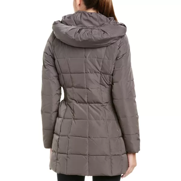 Cole Haan Womens Mid Length Hooded Quilted Down CoatCarbon