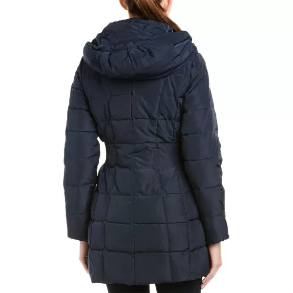 Cole Haan Womens Mid Length Hooded Quilted Down CoatNavy