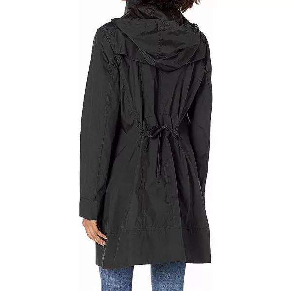 Cole Haan Womens Packable Hooded Rain Jacket with BowBlack