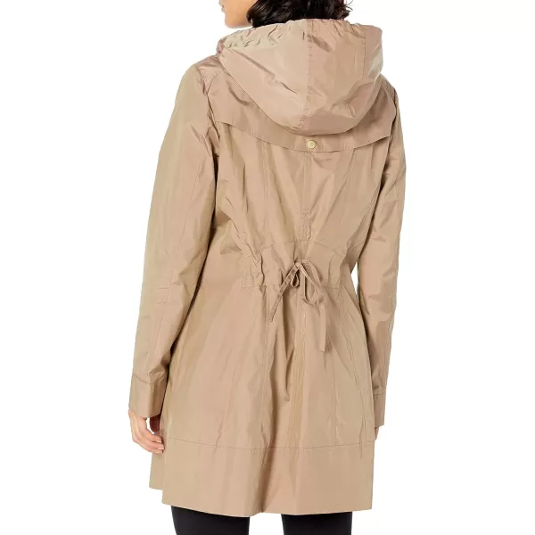 Cole Haan Womens Packable Hooded Rain Jacket with BowChampagne