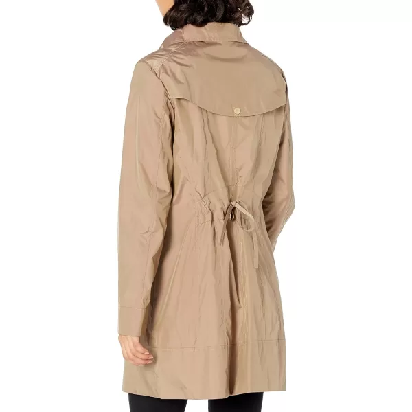 Cole Haan Womens Packable Hooded Rain Jacket with BowChampagne