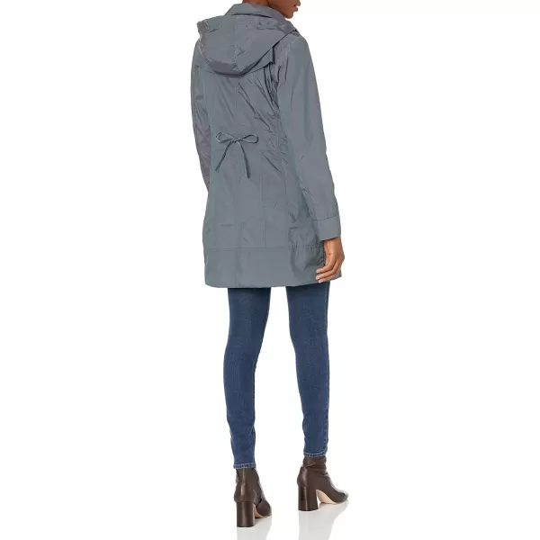 Cole Haan Womens Packable Hooded Rain Jacket with BowGunmetal