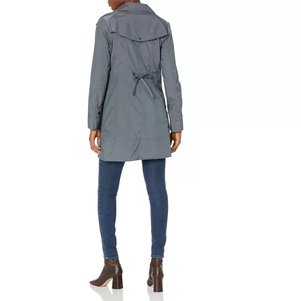 Cole Haan Womens Packable Hooded Rain Jacket with BowGunmetal